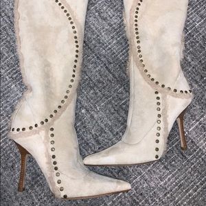 Jimmy choo: ivory “natural shearling” boots